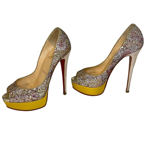 Christian Louboutin Lady Peep 150 Glitter Aquarium Rosette - Picture 6 of 10